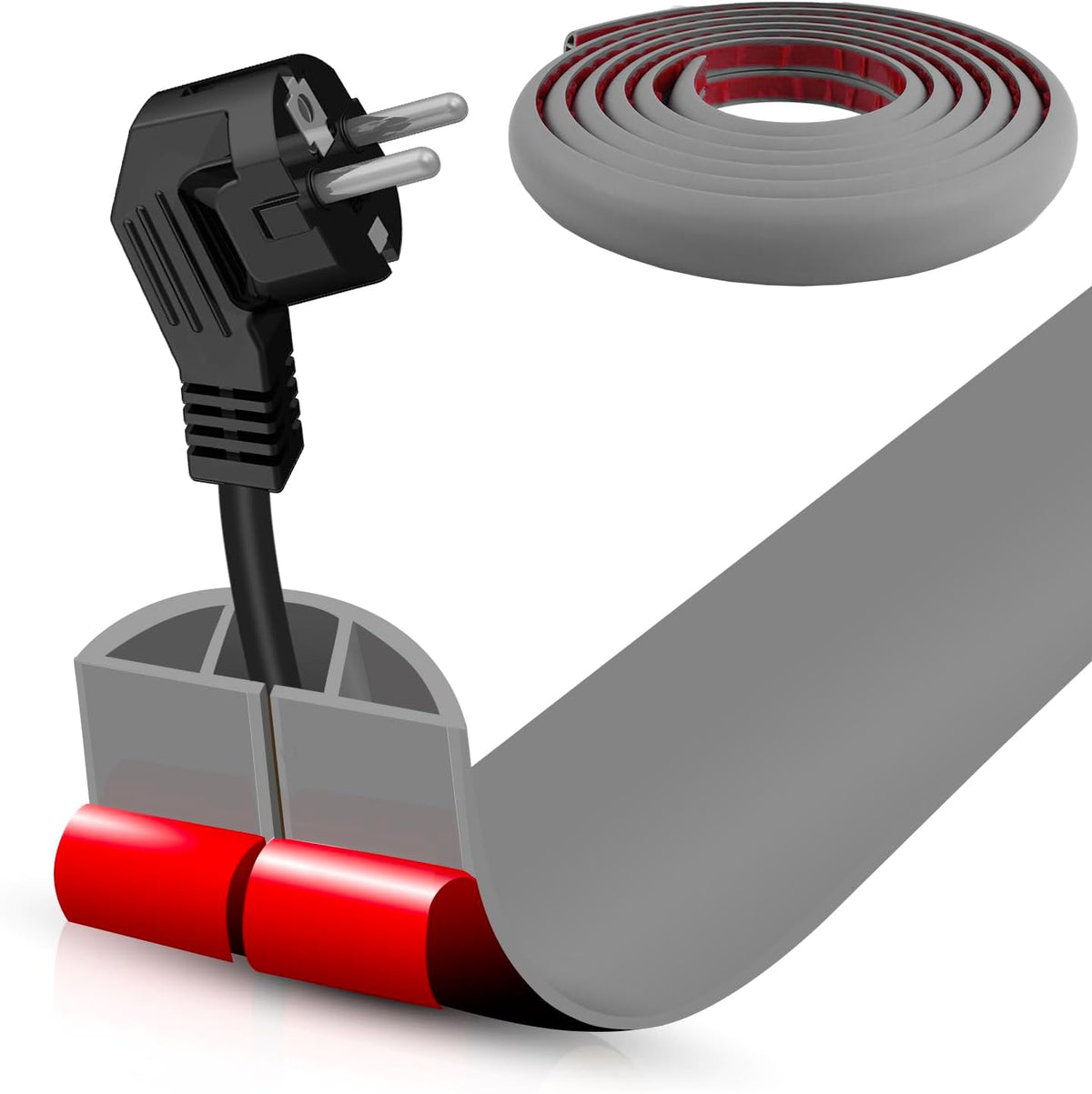 Floor Cord Cover Self Adhesive Cord Hider,10FT Cable Management, Extension Strip Protector for Wires, Prevent Cable Trips for Offices, Gyms, Exhibitions Cavity 0.39"(W) x 0.27"(H) BrownWood