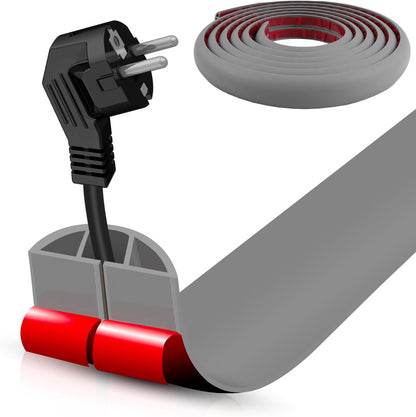 Floor Cord Cover Self Adhesive Cord Hider,10FT Cable Management, Extension Strip Protector for Wires, Prevent Cable Trips for Offices, Gyms, Exhibitions Cavity 0.39"(W) x 0.27"(H) BrownWood