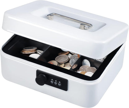 KYODOLED Small Cash Box with Combination Lock & Removable Money Tray, Black