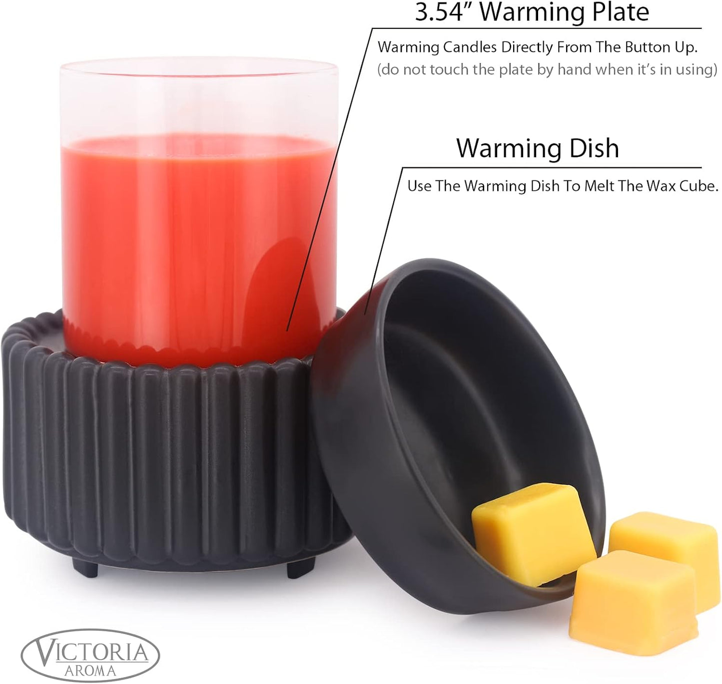 VICTORIA AROMA Ceramic Wax Melt Warmer 3-in-1 Candle Wax Warmer for Scented Wax Melter Electric Fragrance Wax Burner for Home Office Bedroom Gift & Decor…