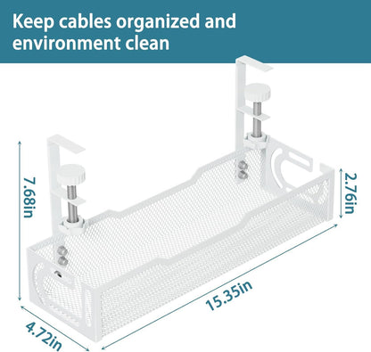 Under Desk Cable Management Tray, No Drill Mesh Cable Tray Cord Organizer