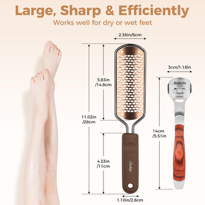 Foot File Foot Scrubber Pedicure - Callus Remover for Feet Easkep Professional Grater Rasp Foot Scraper Corns Callous Removers Cracked Dead Skin Remover for Dry and Wet Feet (Golden)