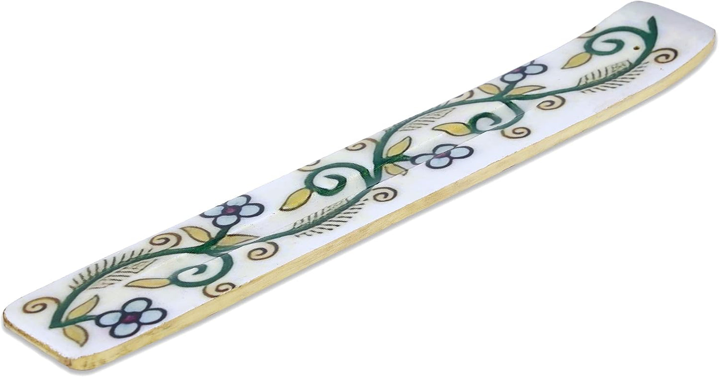 Bless-International Traditional-Handmade-Burner Wooden-Incense-Stick-Holder Ash-Catcher-Stand for-Aromatherapy-Meditation-Yoga (Incense Holder 10 inch(2 pcs))