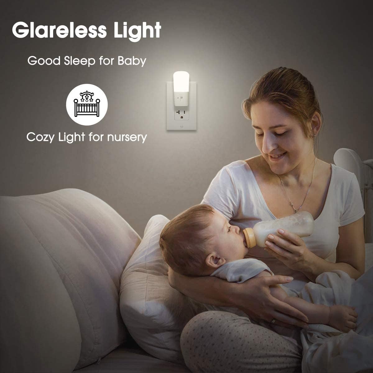 LOHAS-LED Amber Night Light, Dimmable Plug in Night Light with Light Sensor, Yellow Kids Nightlights, 5-80LM Sleep Light for Nursery, Bedroom, Bathroom, Hallway, Stairway, 2Pack