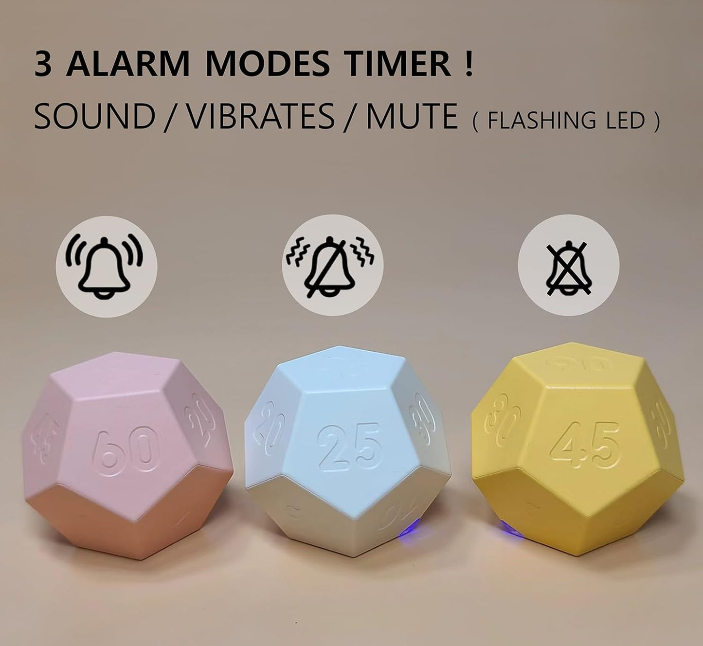 Cube Pomodoro Timer - Flip to Start Countdown, Rechargeable Mini Productivity Timer for Study, Office, 11 Preset Times, Silent/Vibration, Time Management Tool for Kids & ADHD (White)