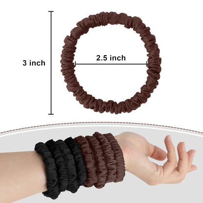 4Pcs Mulberry Silk Scrunchies Set, Silk Hair Ties Elastic for Women, Skinny Scrunchies Reduces Breakage for All Hair Types