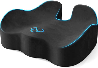 Seat Cushion, Memory Foam Chair Cushions for Tailbone/Sciatica Easing, Chair Pillow with Handles for Car, Office Chair Cushion with Non-Slip Design, Ideal for Post-Surgery Recovery(Black)