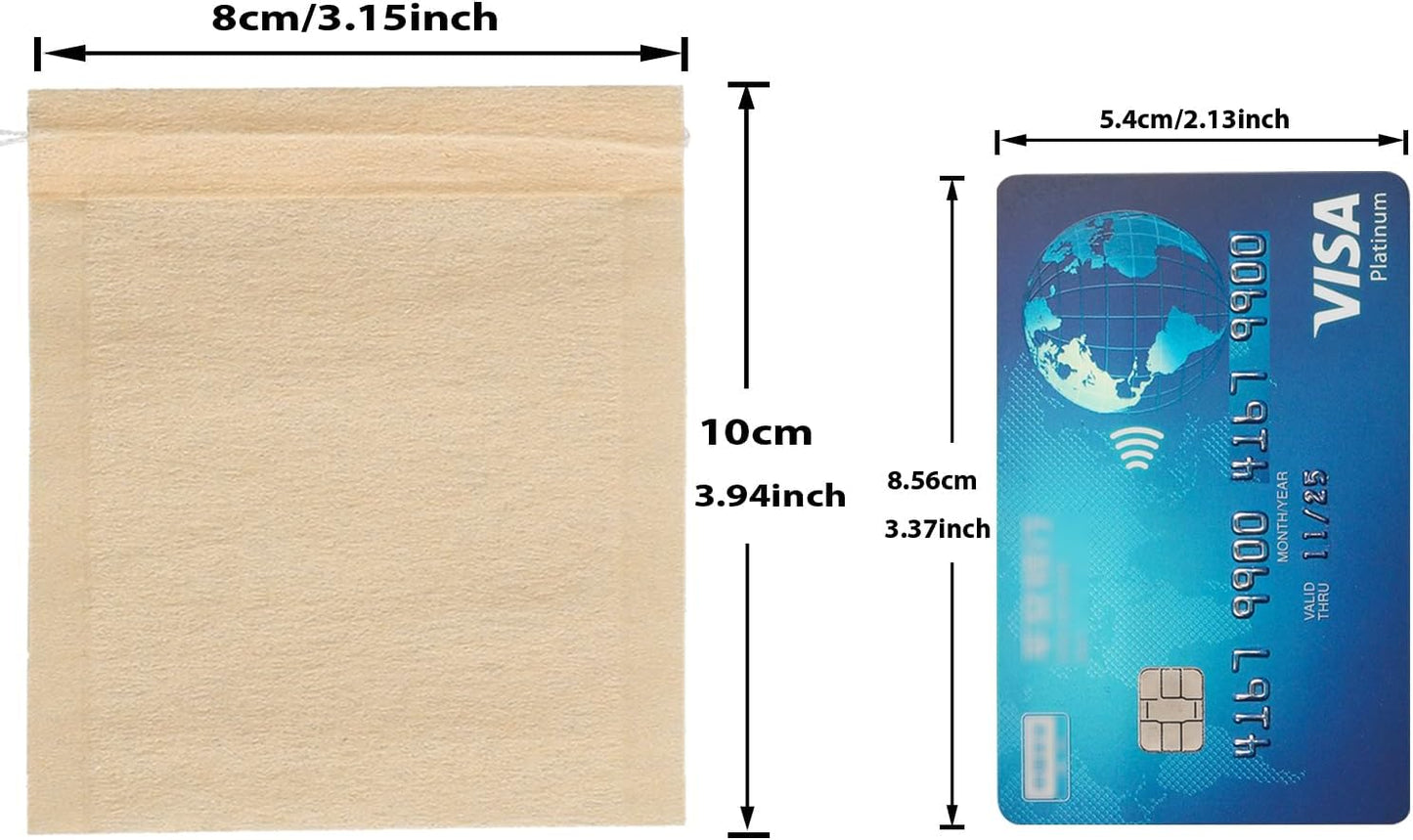 Eketirry 100pcs Tea Filter Bags for Loose Tea, Empty Tea Bags, Natural Wood Pulp Paper Material, Disposable Unbleached Tea Filter Bags with Drawstring for Loose Tea (White, 3.15 x3.94 inch)