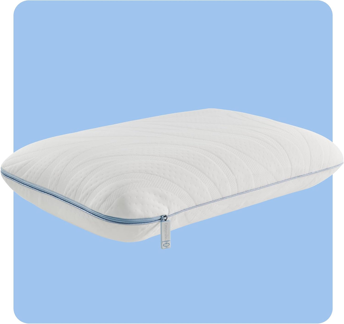 Sealy Dreamlife Queen Size Memory Foam Cooling Pillow with Surface Guard Technology, Removable Machine-Washable Cover, 1 Year Limited Warranty, White (2 Pack)