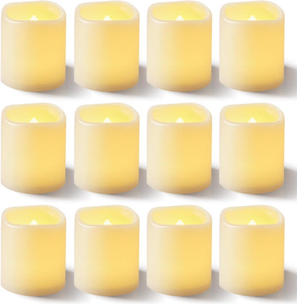 Homemory 24Pack Flickering Flameless Votive Candles for Wedding Decoration, 200+Hour Warm White Battery Operated LED Tealight, Electric Fake Candles for Party, Receptions, Halloween, Christmas