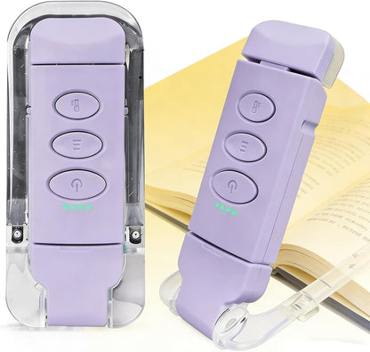 USB Rechargeable Book Light, Portable Clip-on LED Reading Light, Reading Lights for Books in Bed with 3 Amber Colors & 5 Brightness Dimmable, Compact & Long Lasting, Perfect for Book Lovers (Pink)