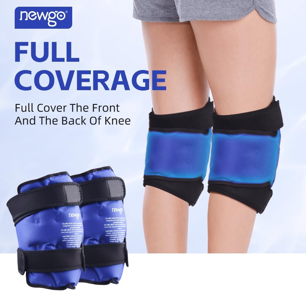 NEWGO Knee Ice Pack Wrap, Ice Pack for Knees Cold Compression Therapy for Knee Replacement Surgery, Arthritis Pain, ACL, Swelling, Sports Injuries (21.7" x 9.8") - Blue