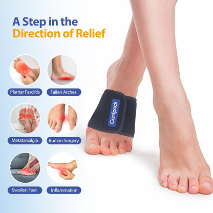 Comfpack Cold Therapy Wrap with 2 Packs for Pain Relief, Reusable Gel Ice Packs for Foot Plantar, Wrist, Ankle, Great for Sprains, Muscle Pain, Bruises, Injuries
