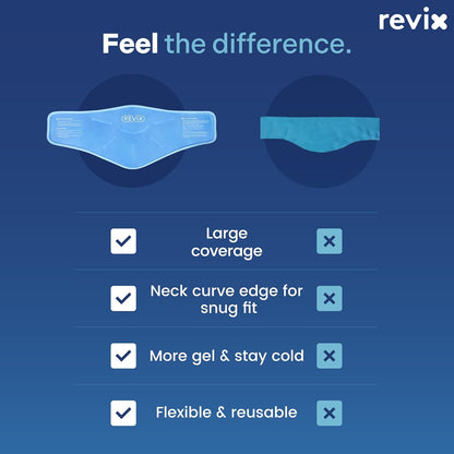 REVIX Neck Ice Pack Wrap – Reusable Hot Cold Gel Pack for Neck and Shoulder, Large Flexible Design with Soft Plush Lining, Cervical Gel Ice Wrap Ideal for Post-Workout Recovery, Fatigue & Relaxation