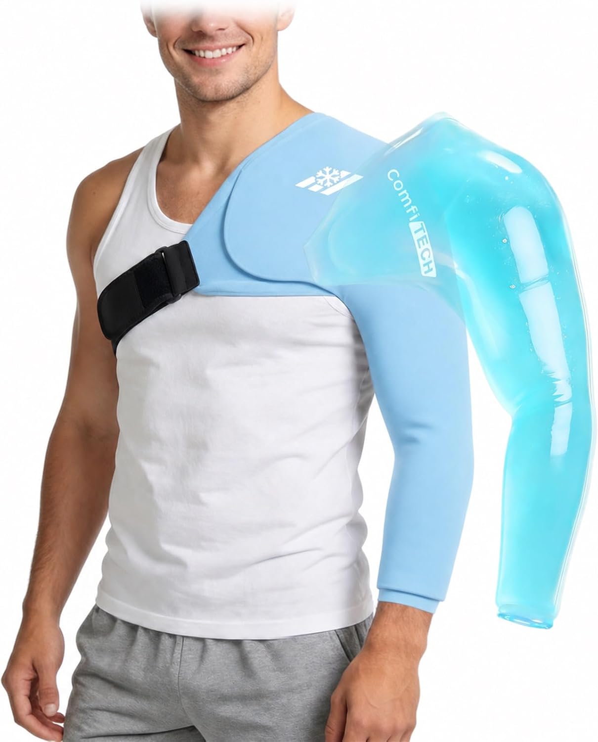 ComfiTECH Shoulder Arm Ice Pack Wrap for Pitchers & Volleyball Players, Reusable Ice Pack for Shoulder & Elbow & Arm Cooling, Adjustable Ice Arm Sleeve for Post-Training Recovery & Muscle Comfort, S
