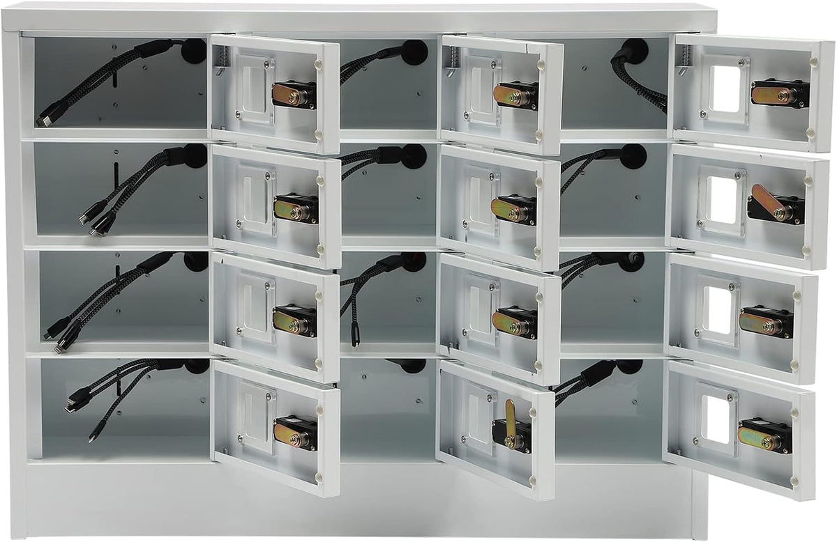12 Slots Cellphone Locker, 12-Compartment Cellphone Charging Station with Combination Lock, 3 in 1 Charging Ports Phones Storage Pocket, Steel Plate Ipad Mini Storage Cabinet for Classroom Office