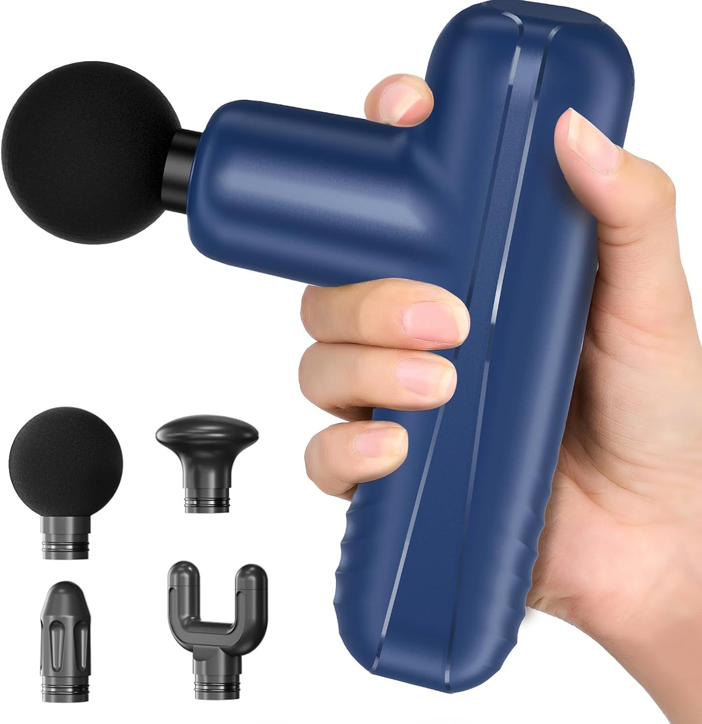 Mini Massage Gun, Powerful Handheld Muscle Massager for Muscle Relaxation, Deep Tissue Percussion Small Massage Gun Travel Massager with 4 Massage Heads Silent Brushless Motor, Black