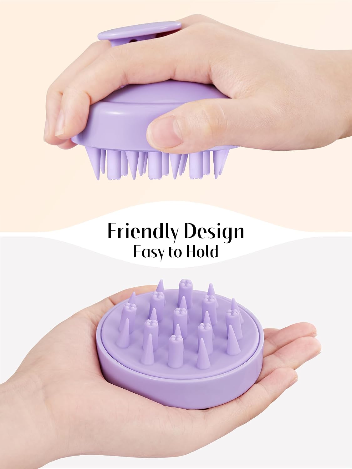 HEETA Hair Scalp Massager for Hair Growth, Shampoo Brush, Scalp Scrubber Exfoliator with Soft Silicone Bristles for Dandruff Removal to Relieve Stress, Wet Dry Use Updated Material, Beige