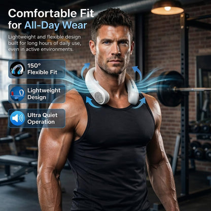 Neck Fan for Men with Cooling Plate, Hands-Free Portable Neck Air Conditioner, Strong Airflow Personal Fan for Outdoor Work, Fishing, Golf, Yard Work, Warehouse
