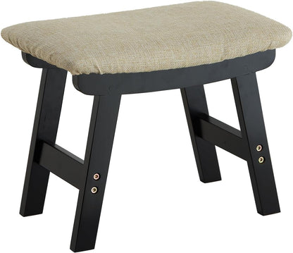 Foot Stool Ottoman Foot Rest Under Desk,Small Stool for Living Room, Bedroom and Kitchen (Brown Legs - Beige Stool Surface)