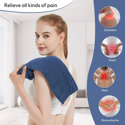 MORLIDEN Neck Heating Pad Microwavable for Shoulders, Warmer Wrap Microwave Heating Pad for Neck and Shoulders for Pain Relief (Navy Blue)