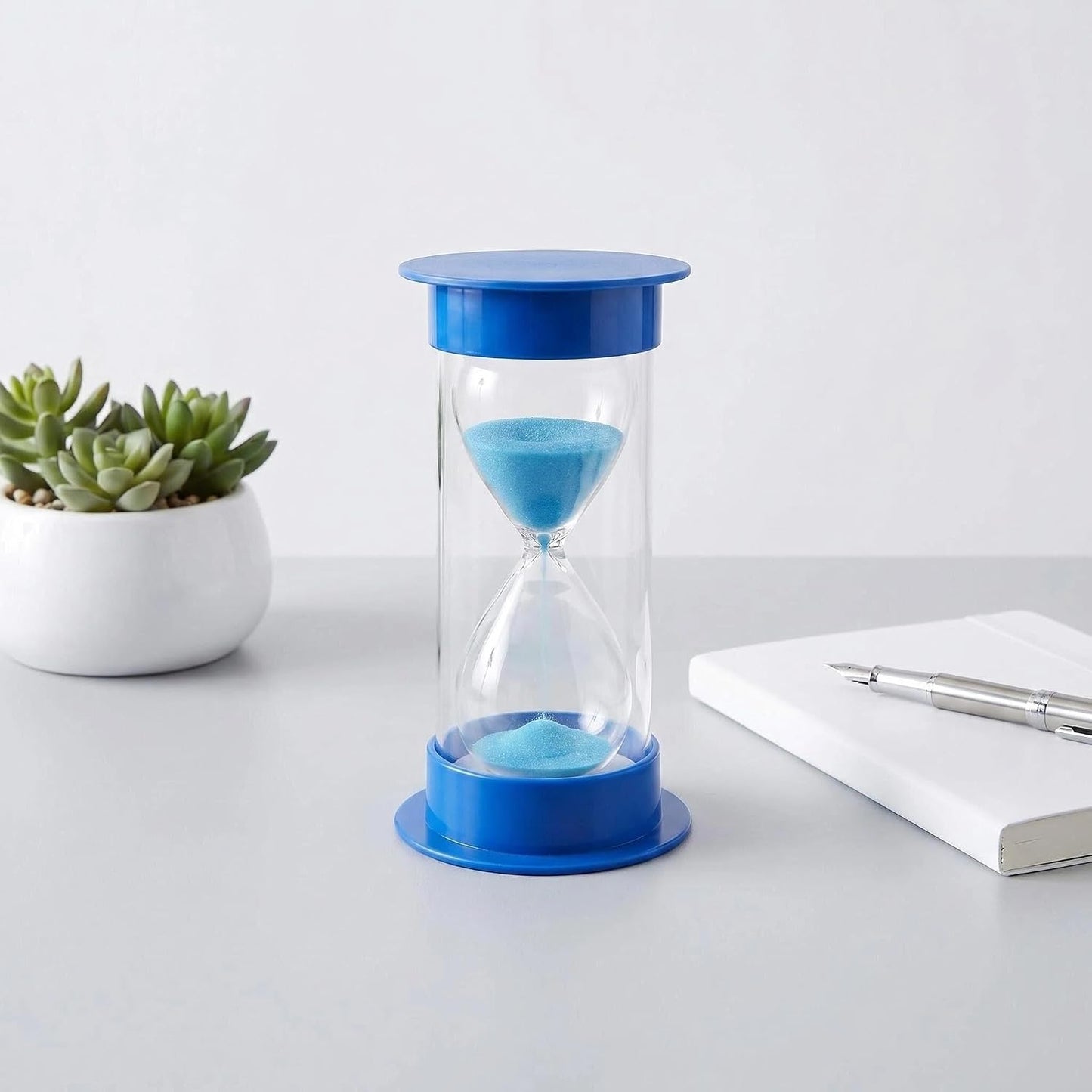 60 Minutes Hourglass Sand Timer, Dual Protection Hour Glass with Sand, Sand Timer for Kids Safety, Sand Clock Watch, Creative Gift, Living Room Office Decorative (Blue)