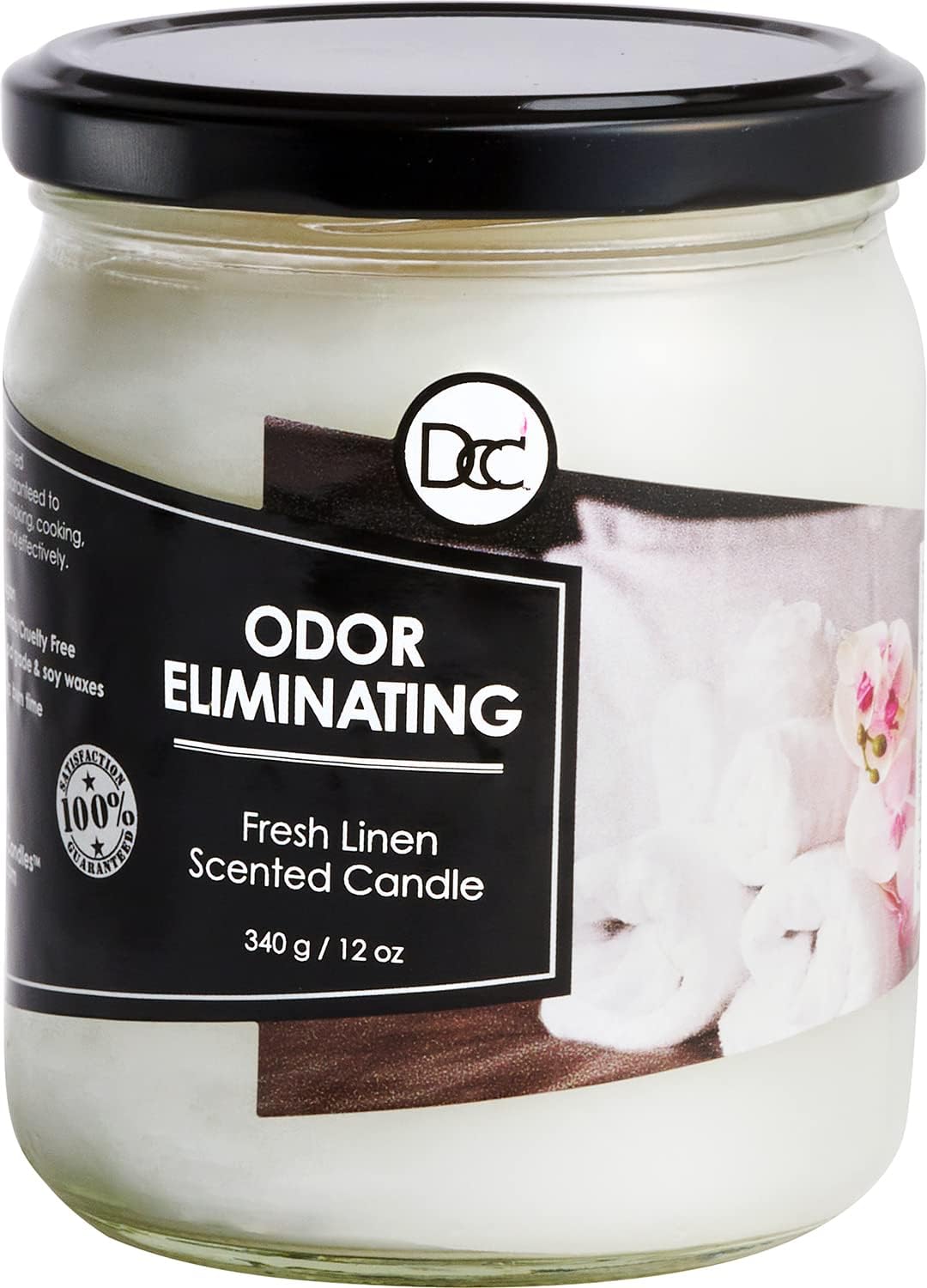 Vanilla Bean Odor Eliminating Highly Fragranced Candle - Eliminates 95% of Pet, Smoke, Food, and Other Smells Quickly - Up to 80 Hour Burn time - 12 Ounce Premium Soy Blend - Colors A
