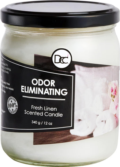 Vanilla Bean Odor Eliminating Highly Fragranced Candle - Eliminates 95% of Pet, Smoke, Food, and Other Smells Quickly - Up to 80 Hour Burn time - 12 Ounce Premium Soy Blend - Colors A