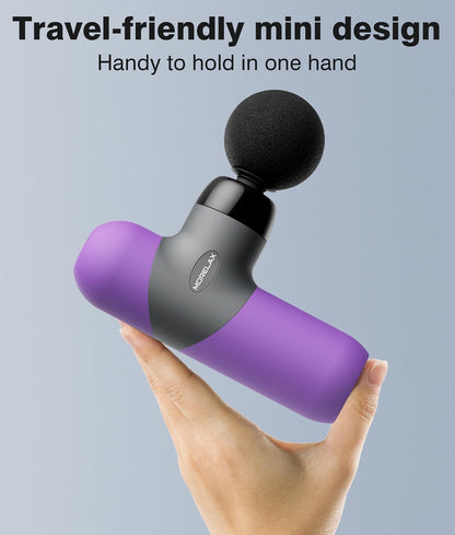 Morelax Mini Massage Gun Portable Deep Tissue Muscle Percussion Massager, Electric Handheld Sport Massager with 6 Massage Heads 4 Speed, Best Gift (Blue)