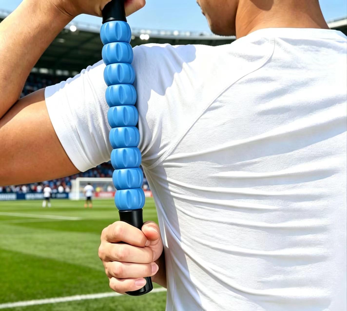 Muscle Roller Stick - A Full-Body Massage Roller that Can Relieve Muscle Soreness, Cramps and Tension After Exercise. It is a Handheld Physical Therapy and Recovery Tool（Black and Purple）