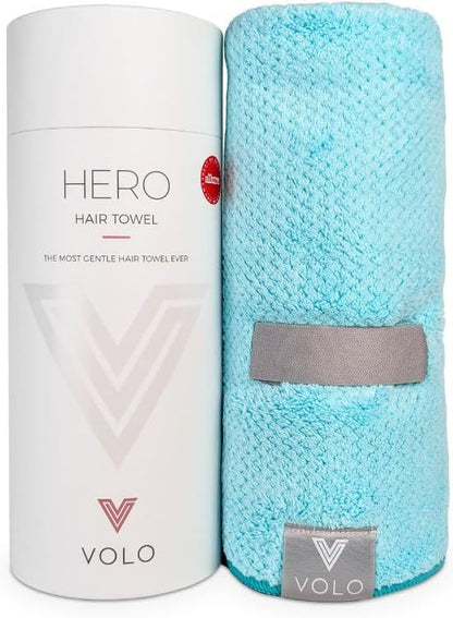 VOLO Hero Hair Towel – Ultra Soft Nanoweave™ Microfiber, Super Absorbent Quick Dry, Reduces Dry Time 50%, Anti-Frizz & Breakage, Secure Snug Strap, Large Wrap for All Hair Types - Luna Gray