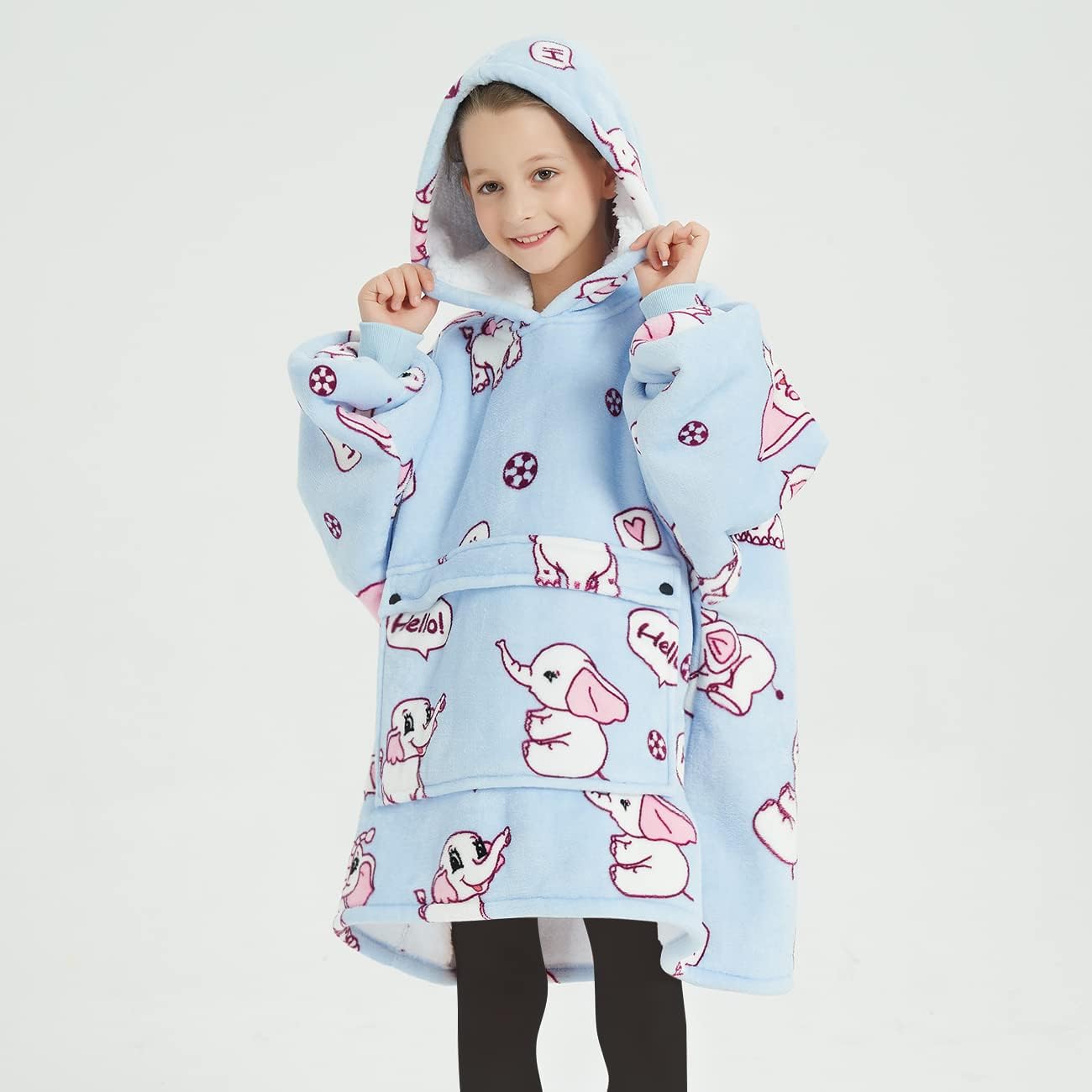 KFUBUO Wearable Blanket Hoodie for Adults Sherpa All Patterns Cat Oversized Sweatshirt Blanket with Pockets for Women