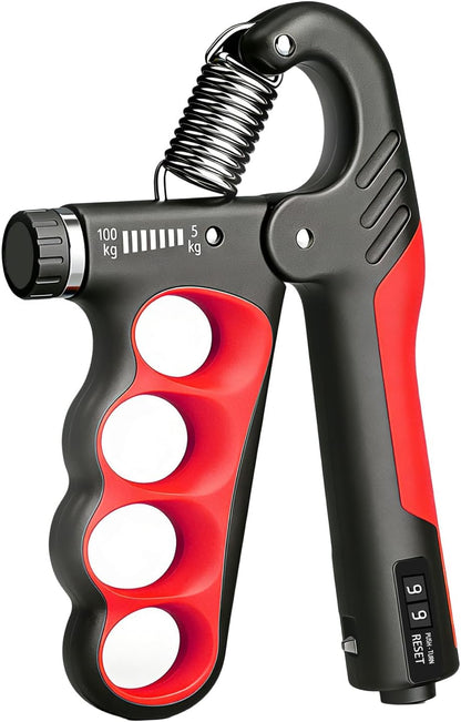 Hand Gripper Strengthener, 11-220LBs Adjustable Resistance Grip Strength Trainer with Counter, Forearm Exerciser for Injury Recovery and Muscle Building