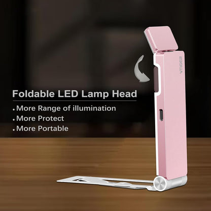 VTIGER Reading Light, USB Rechargeable Book Light for Reading in Bed,Foldable Clip-on LED Booklight, 3 Amber Colors & 4 Brightness Dimmable,Long Lasting Portable Bookmark Lamp for Book Lovers, Kids