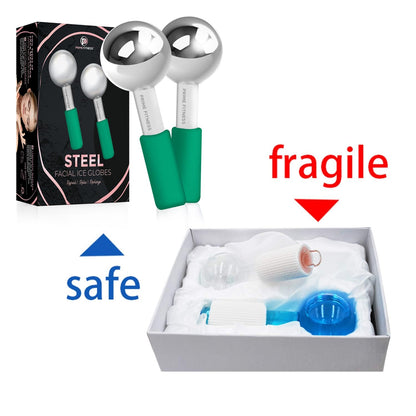 Ice Globes for Facials | Unbreakable Steel Cooling Roller | Cryo Sticks for Face | Massager for Face Neck & Eyes | Skin Care for Dark Circles, Puffiness, Wrinkles, Collagen Production (White)