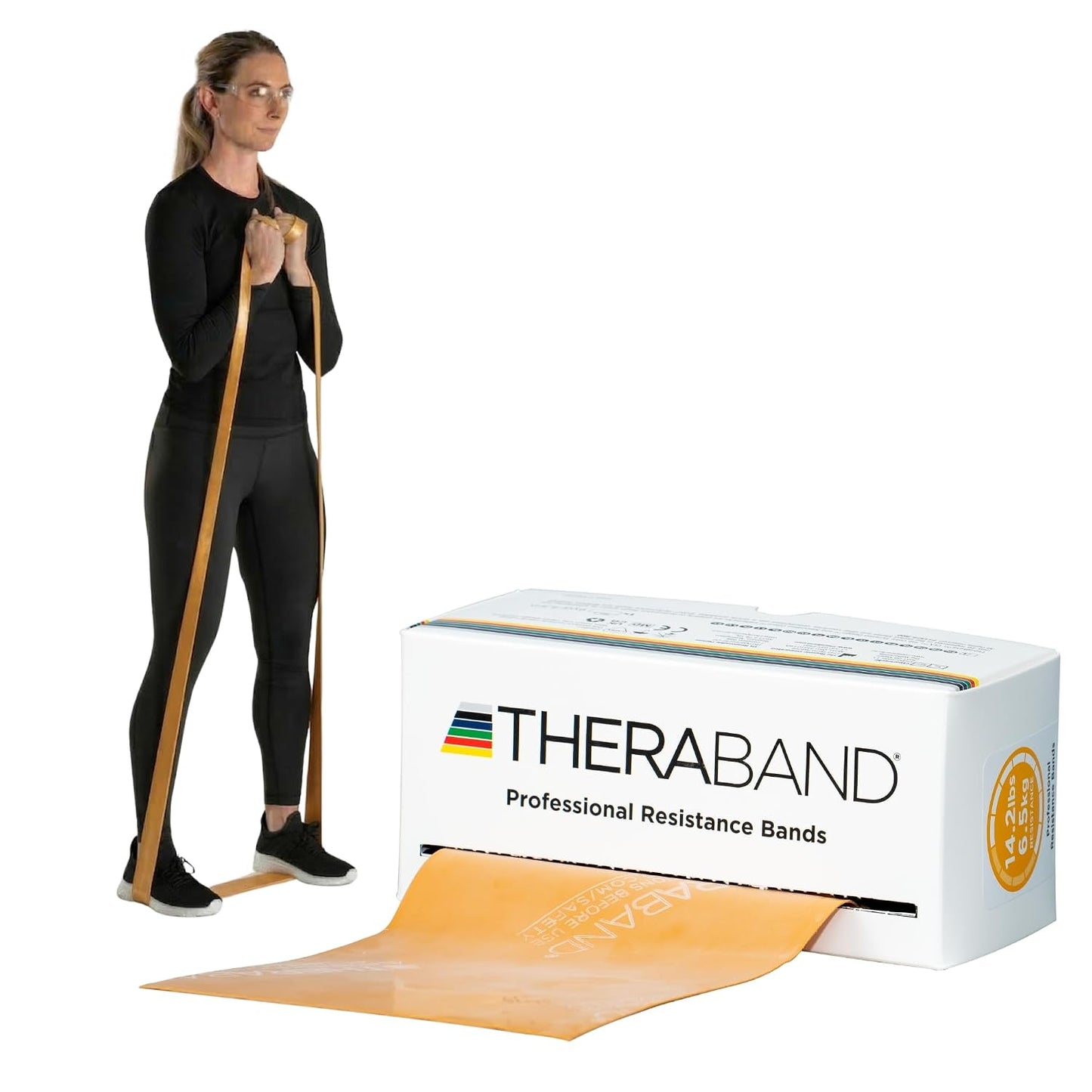 THERABAND Resistance Bands, 6 Yard Roll Professional Latex Elastic Band For Upper & Lower Body, Core Exercise, Physical Therapy, Pilates, Home Workouts, Rehab, Blue, Extra Heavy, Level 5