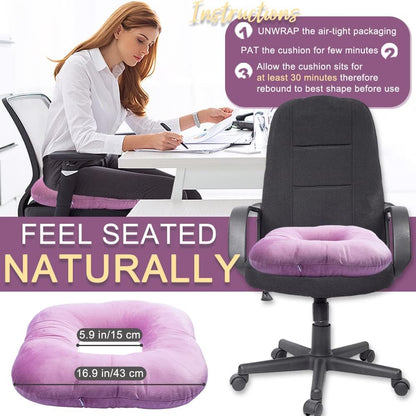 Stuffed Donut Pillow Seat Cushion | for Tailbone and Coccyx Pain, Hemorrhoids, Bed Sores, Pregnancy, Prostate, Surgery Recovery, Sitting Pressure Relief, for Home, Office and Car (Grey)
