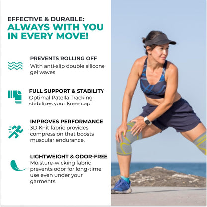 Modvel Compression Knee Brace for Women & Men, 2-Pack Knee Brace for Running Knee Pain, Knee Support Compression Sleeve, Workout Sports Knee Braces for Meniscus Tear, ACL & Arthritis Pain Relief