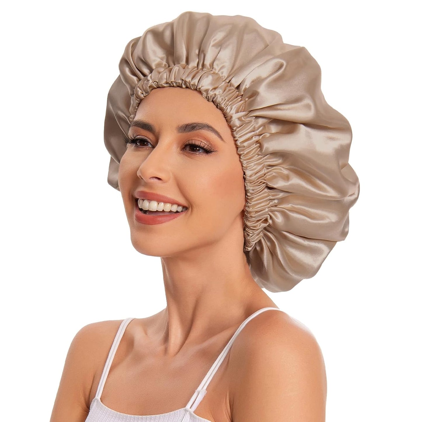 Satin Bonnet Silk Bonnet Hair Bonnet for Sleeping-Slouchy Beanie Hat Satin Sleep Cap for Women's Natural & Curly Hair(Blue Zircon)