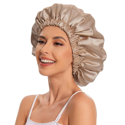 Satin Bonnet Silk Bonnet Hair Bonnet for Sleeping-Slouchy Beanie Hat Satin Sleep Cap for Women's Natural & Curly Hair(Blue Zircon)