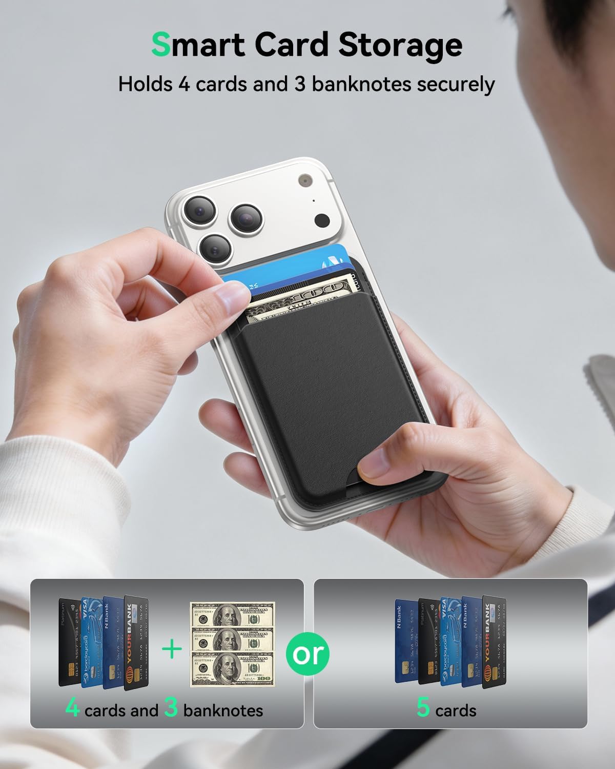 TWZKG for MagSafe Wallet, Works with Apple Find My,5 Card Holder with Stand