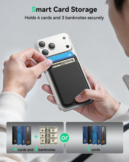 TWZKG for MagSafe Wallet, Works with Apple Find My,5 Card Holder with Stand