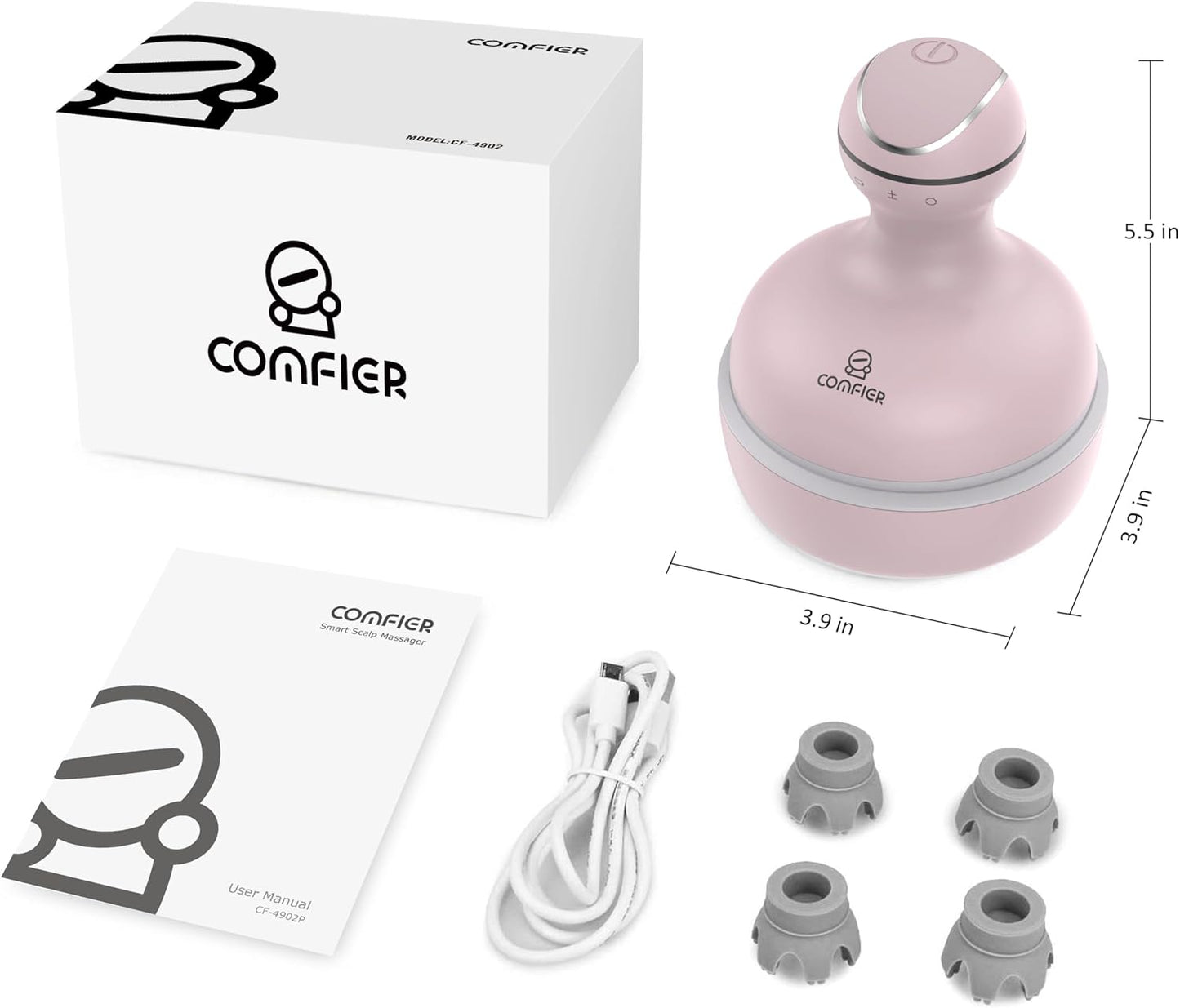COMFIER Electric Scalp Massager, Waterproof Head Massager with Mutlti-Modes Vibration, Handheld Portable Head Scratcher for Hair Growth, Dog Cat Massager for Deep Clean and Stress Relax