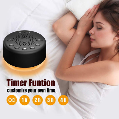 Easysleep Sound White Noise Machine with 25 Soothing Sounds and Night Lights with Memory Function 32 Levels of Volume and 5 Sleep Timer Powered by AC or USB for Sleeping Relaxation (Wood)