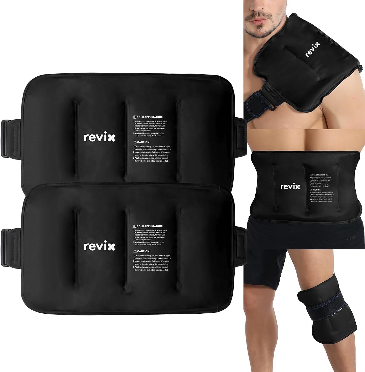REVIX Ice Pack for Injuries Reusable Gel for Lower Back, Cold Packs for Back Shoulder, Elbow, Hip, Leg, Wrap Around Entire Knee, Soft Cold Compress,16 × 9" Navy