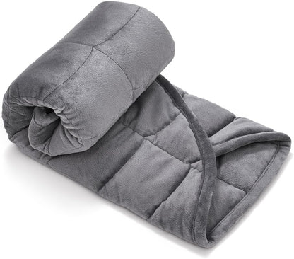 TONGDADA Weighted Lap Blanket 7lbs for Adult,Perfect for Relaxation, Lounging, Napping, Sleeping & Travel,Luxury Minky Weighted Body Blanket,Weighted Throw Blanket-Dark Grey Minky Dot, 29" x 24"