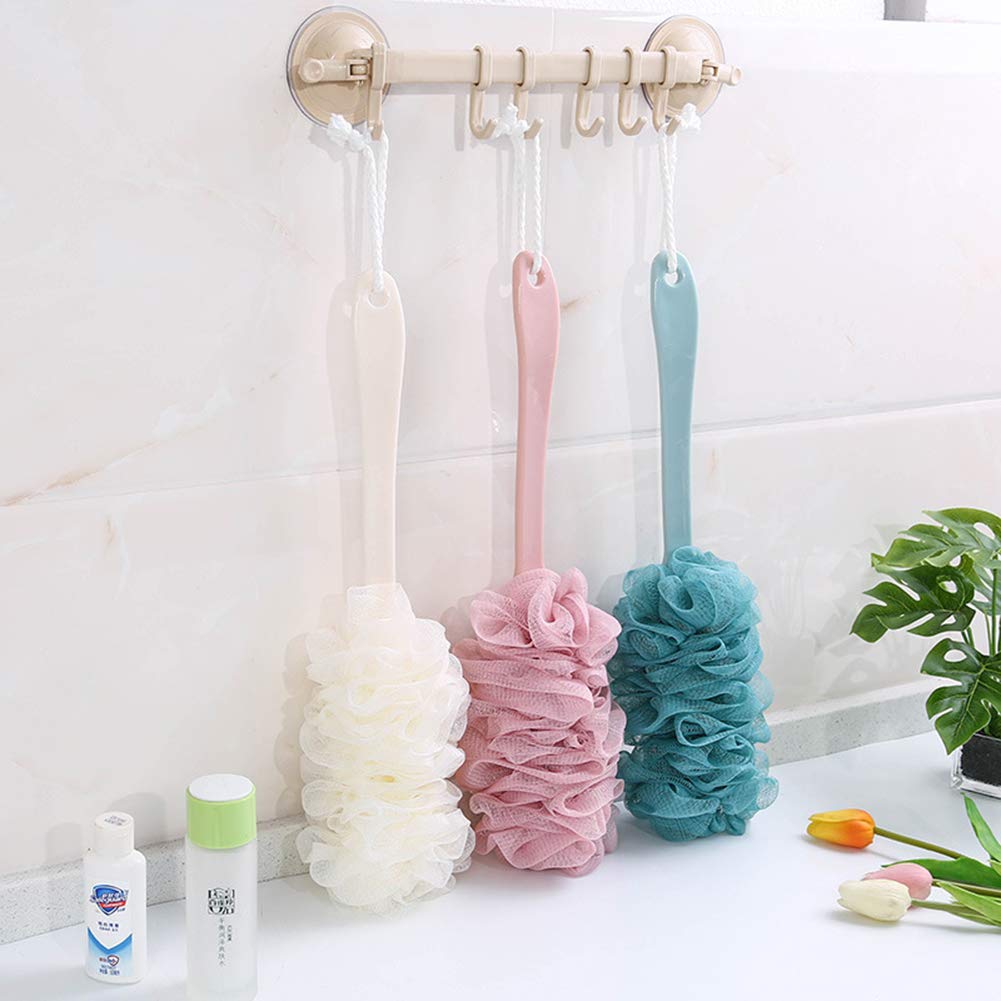 Back Scrubber for Shower, Loofah Long Handle Bath Body Brush, Soft Nylon Mesh Sponge On a Stick for Shower Men Women Kids Elderly, Exfoliating Scrub Cleaning Luffa for All Kinds of Skin(Blue)