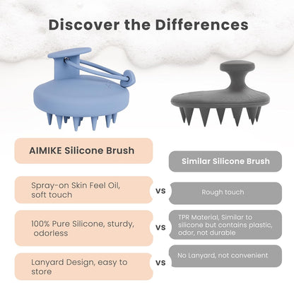AIMIKE Scalp Massager Shampoo Brush, Soft Silicone Scalp Scrubber, Scalp Brush/Exfoliator for Washing Hair Dandruff, Scalp Massager Hair Growth Stimulator, Wet Dry Scalp Hair Scrubber - Oatmeal