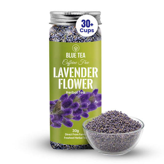 BLUE TEA - Lavender Tea - 1.05 Oz (30+ Cups) Loose | Relaxation & Stress Relief | Calming Tea | Caffeine Free - Herbal Tea - Flower Based - Natural - Non-Bitter | Reusable Pet Jar