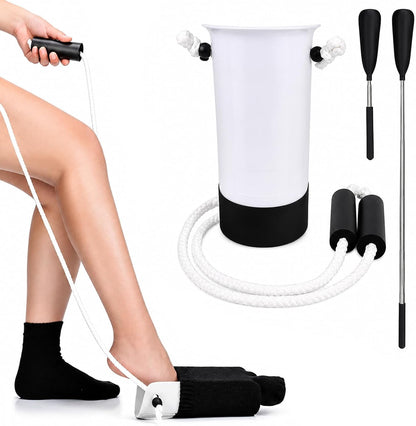 Sock Aid,Sock Aids for Putting On Socks Kit,Sock Helper for Seniors with Adjustable Shoe Horn,Sock Assistant Device No Bending Easy Put on Socks Without Bending for Elderly Disabled After Surgery